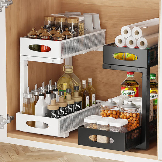 TWISTER.CK Under Sink Organizer 2 Tier Pull Out Shelf