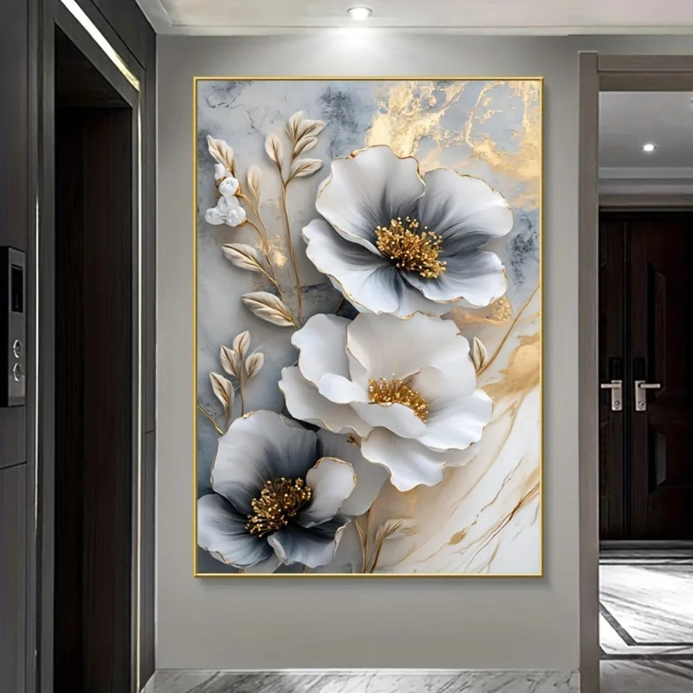 Hign-Concerned Floral Canvas Mural Framed Painting Wall Art