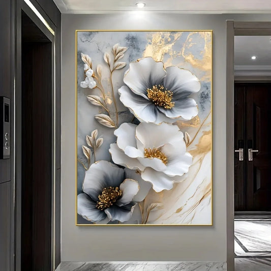 Hign-Concerned Floral Canvas Mural Framed Painting Wall Art