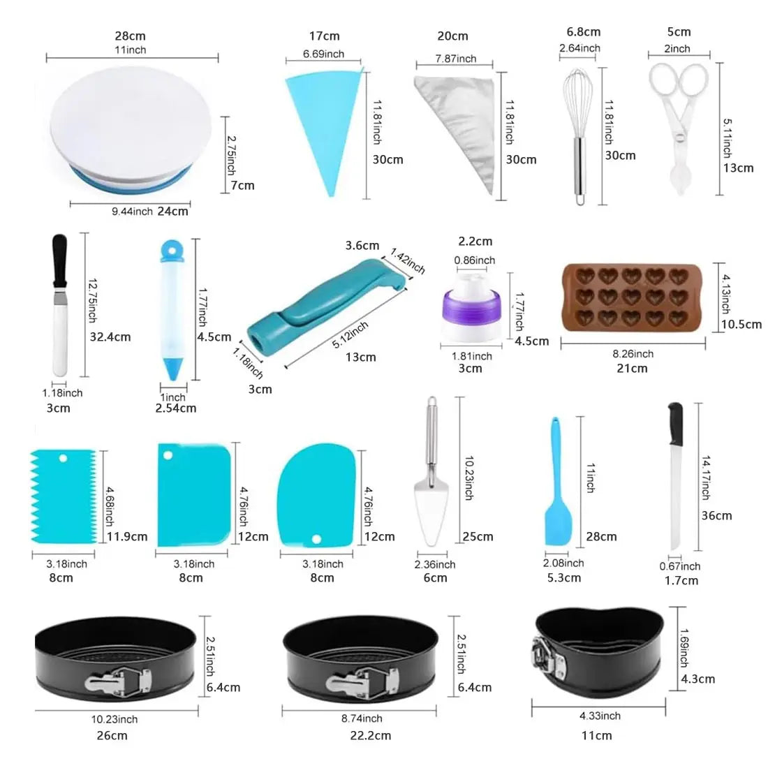 Feature Silicone Bakeware Set Turntable and Piping Tips