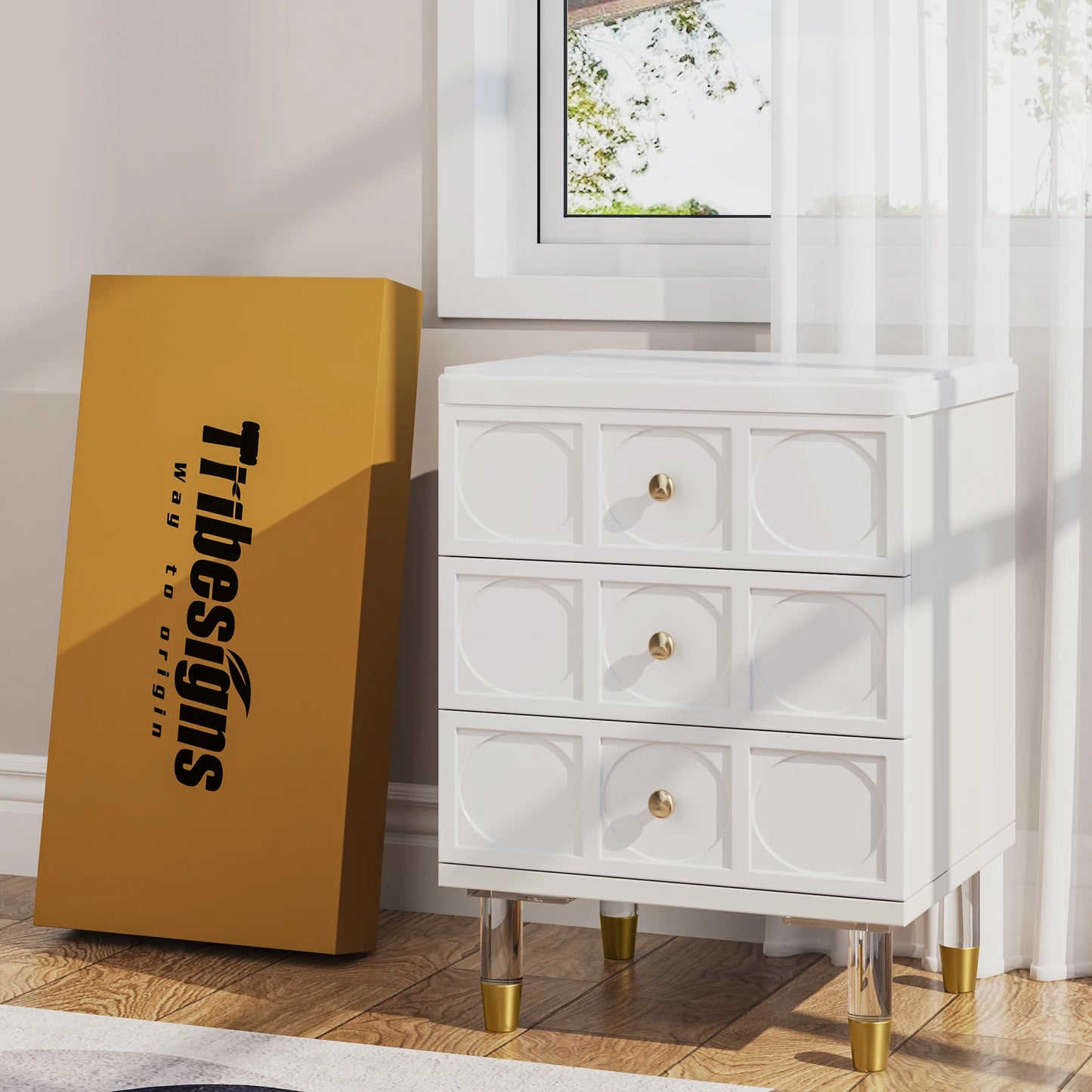 Tribesigns 3 Drawer Nightstand Modern Bedside Table with Storage