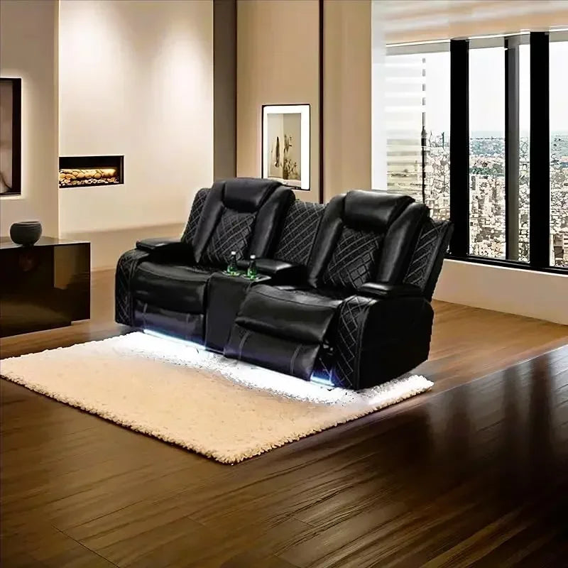 YUJINGXI RPD4 UltraPremiumLeatherUpholstery U Shaped Power Recliner Sofa Set LivingRoom