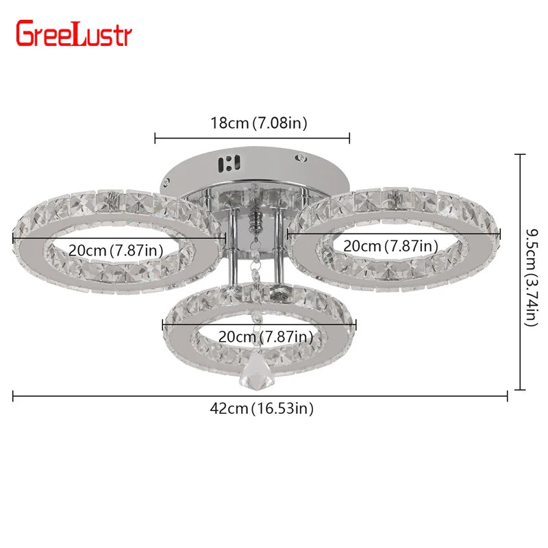 GreeLustr Crystal LED Ring Chandelier Stainless Steel