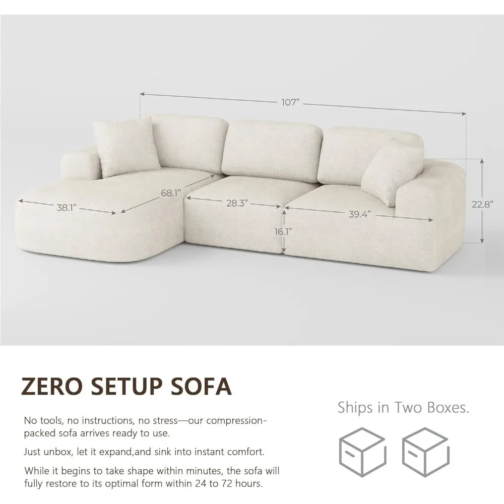 ZHUOTING Modular Sectional Sofa With Chaise Convertible L Shaped
