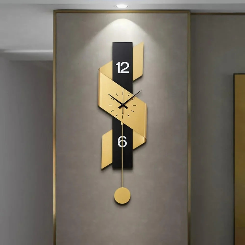 Display Modern Wall Clock With Pendulum Iron Construction