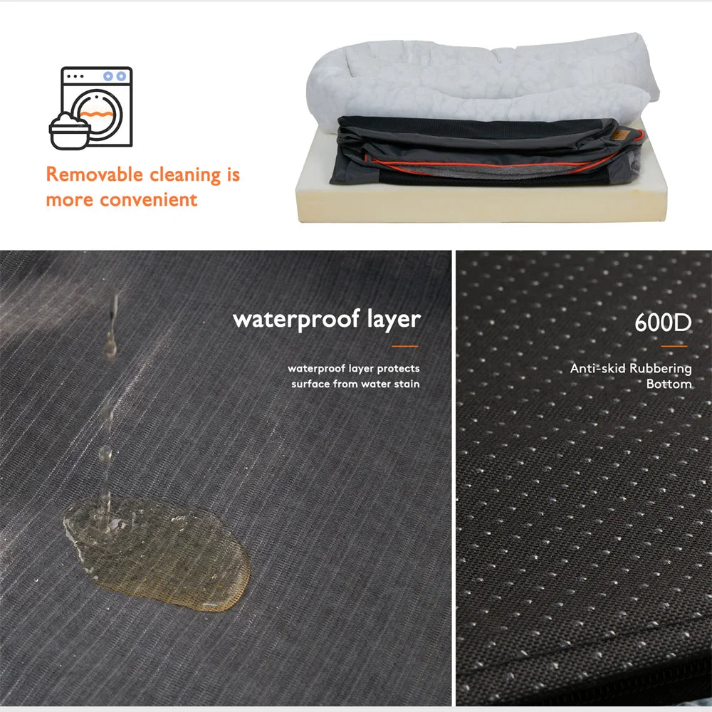 BORWART Orthopedic Memory Foam Dog Bed With Waterproof Removable Cover