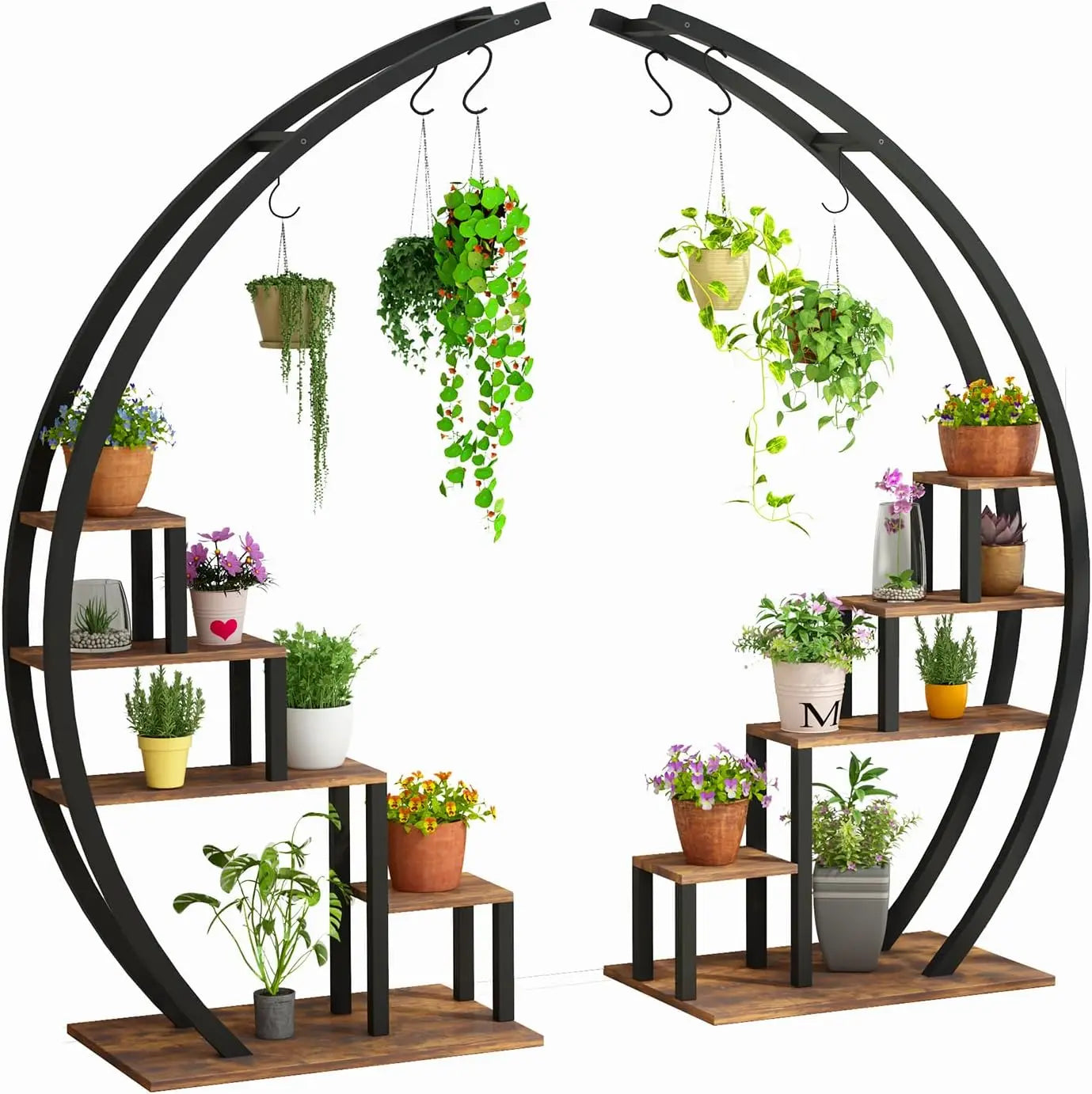 TWISTER.CKH 5-Tier Metal Plant Stand Half Moon Indoor Rack