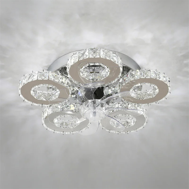 5 Rings Crystal Led Chandeliers Ceiling Mirror Stainless Steel Lustre Cristal For Kitchen Luminarias Parateto Fixtures Plafonier