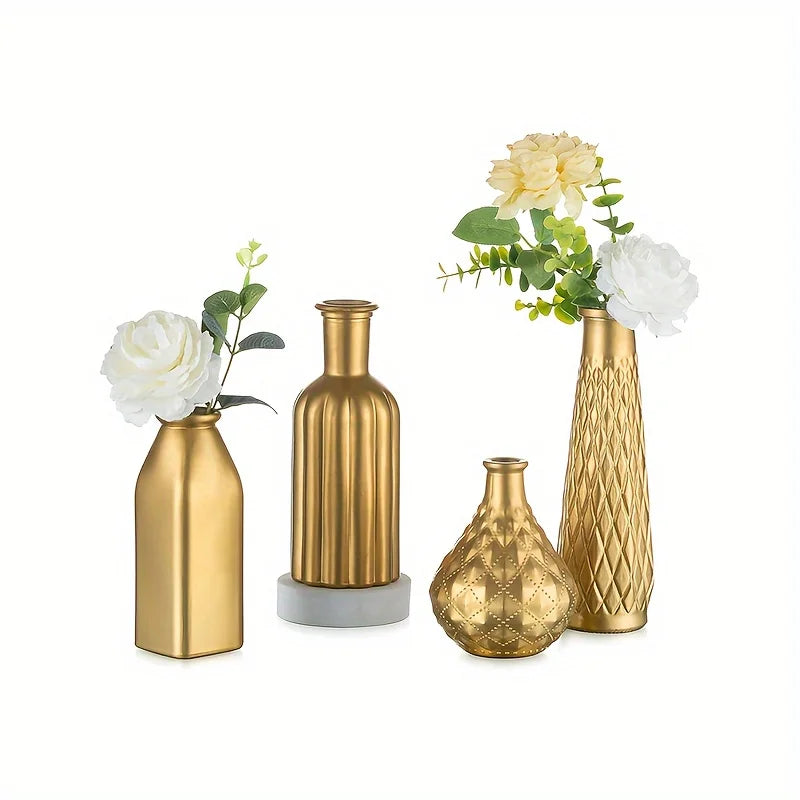 Function Cylindrical Glass Vase Gilded Finish Decorative
