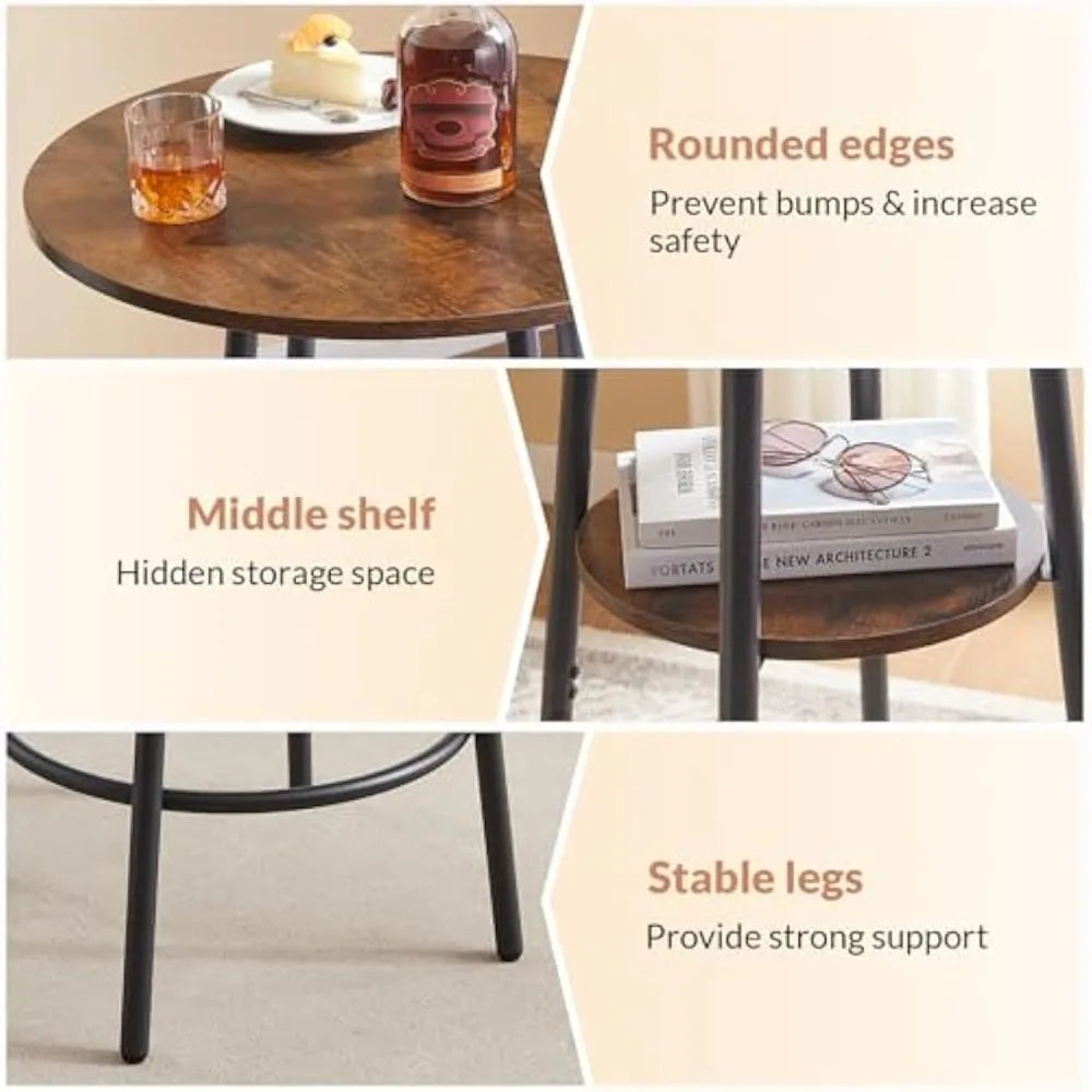 Dafify 3 Piece Round Bar Table and Chair Set
