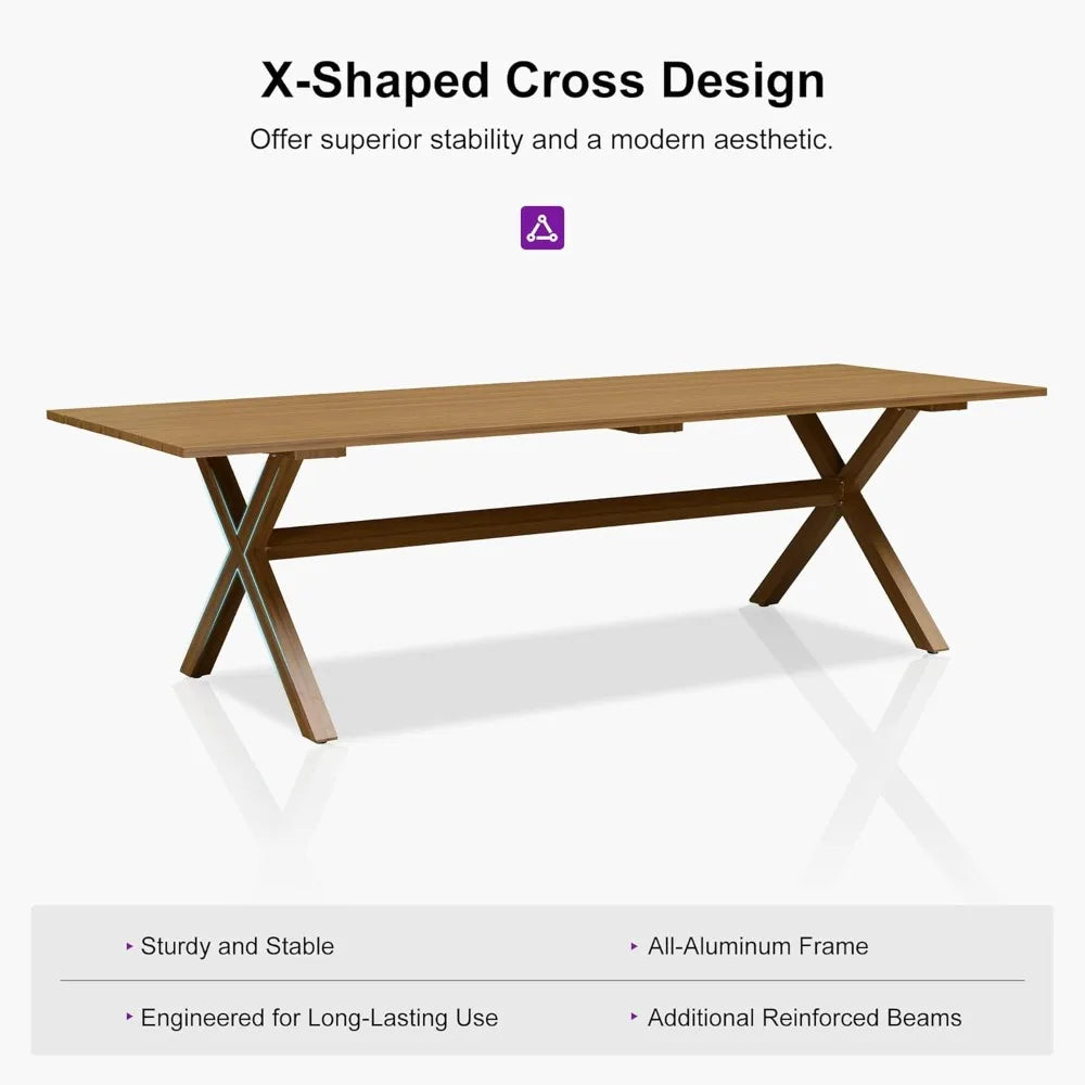 DAFIFY 11 Piece Patio Dining Set Teak Finish Aluminum Frame