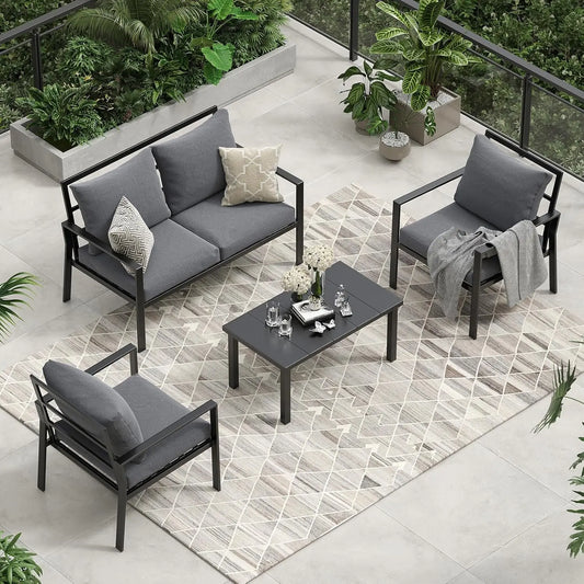 Angduo 4 Piece Patio Furniture Set With Coffee Table