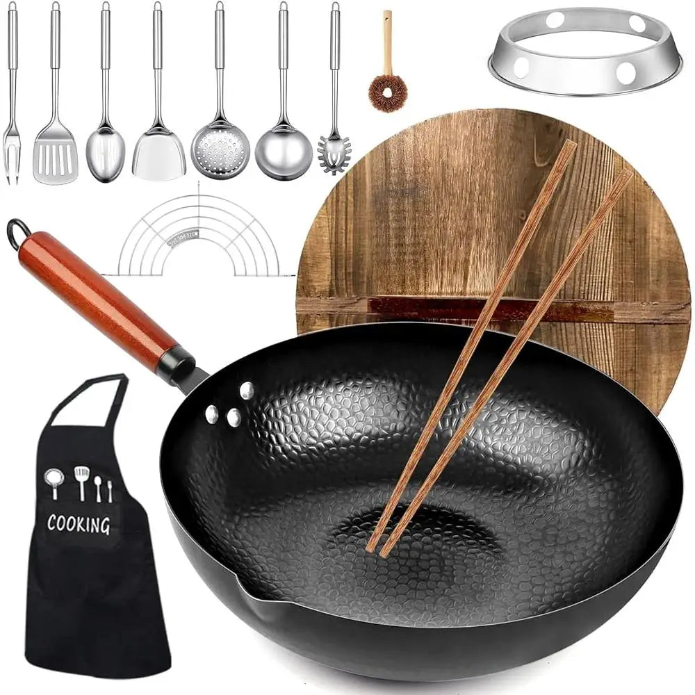 Dutrieux 14 Piece Wok Pan Set With Lid And Utensils