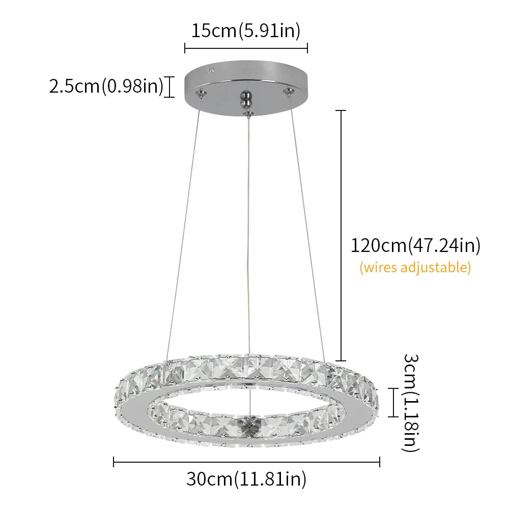 Luxury Crystal Modern Pendant Light DIY Rings Led Dimmable Chandelier Hanging Lustre Ceiling Lamp Home Living Room Decor Fixture
