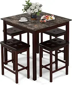 DAFIFY Dining Table Set For 4 With Four Bar Stools