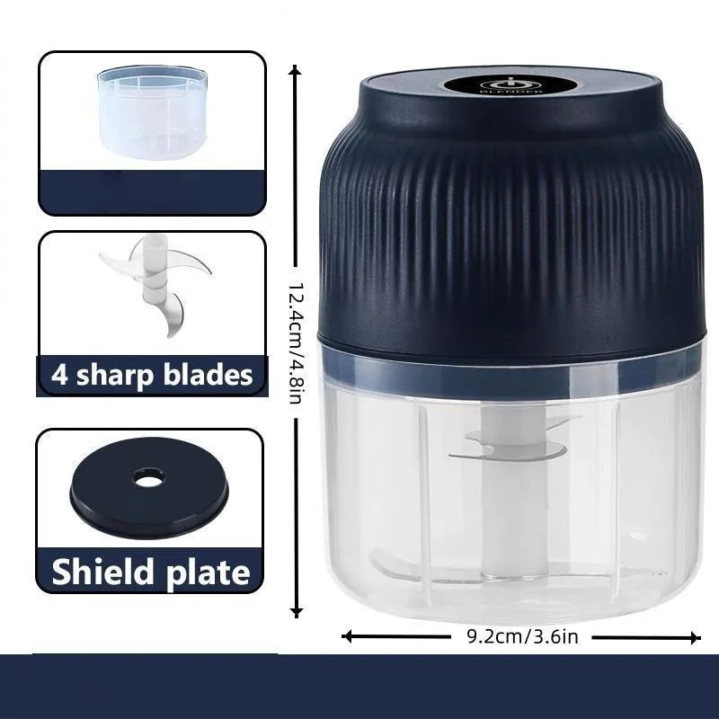 Cordless Electric Garlic Chopper With Four Sharp Blades 300ML Capacity
