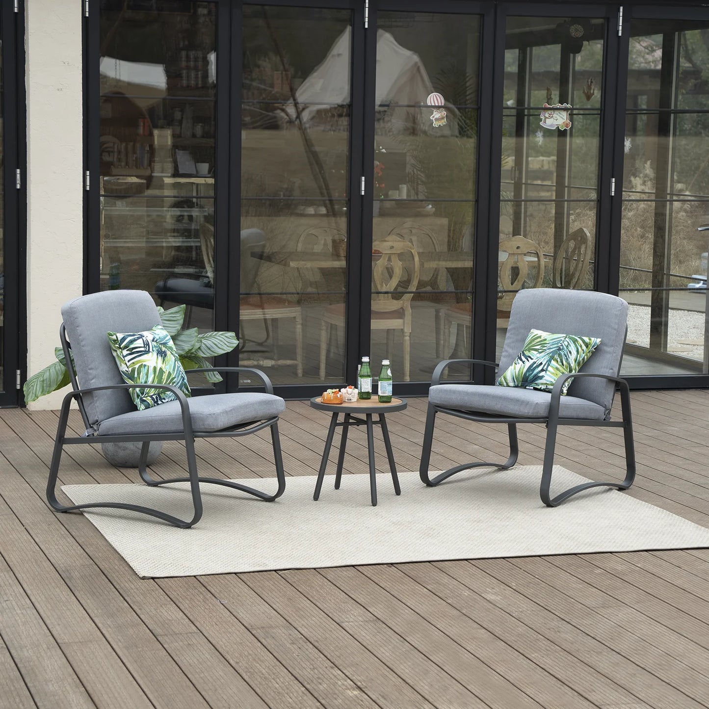 Naga Bahna 3 Piece Rocking Bistro Set Wicker Patio Outdoor