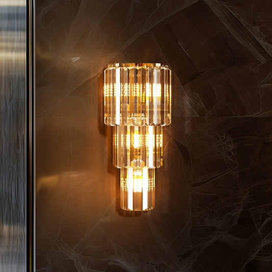 LUVODI Modern Crystal Wall Lamp 3 Layer Sconce With E14 LED