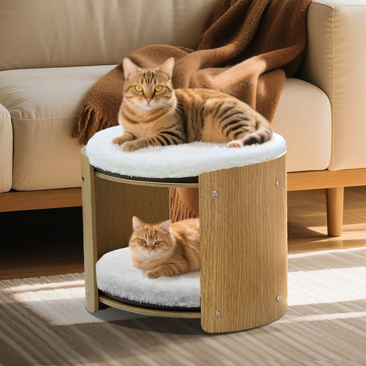 BINGOPAWCN Elevated Cat Tree Bed For Indoor Cats Two Tier
