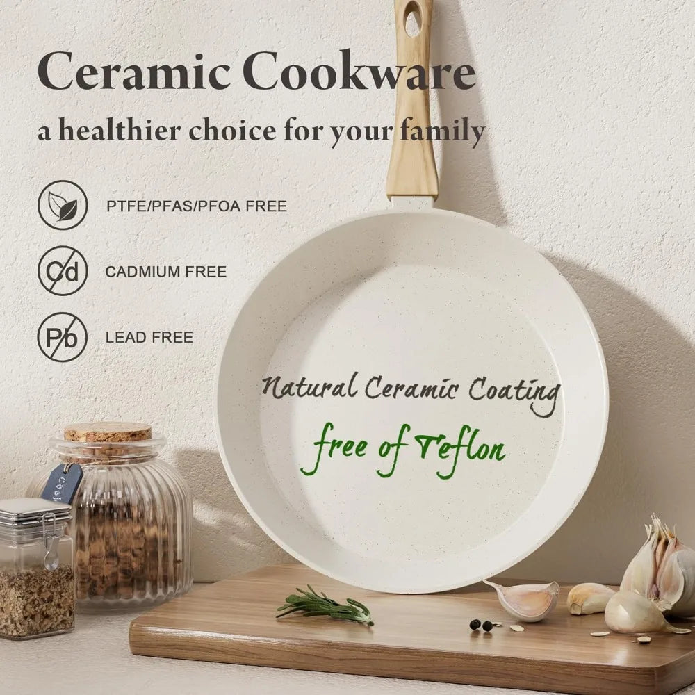 Iosn 24 Pcs Pots And Pans Set Nonstick Ceramic Cookware