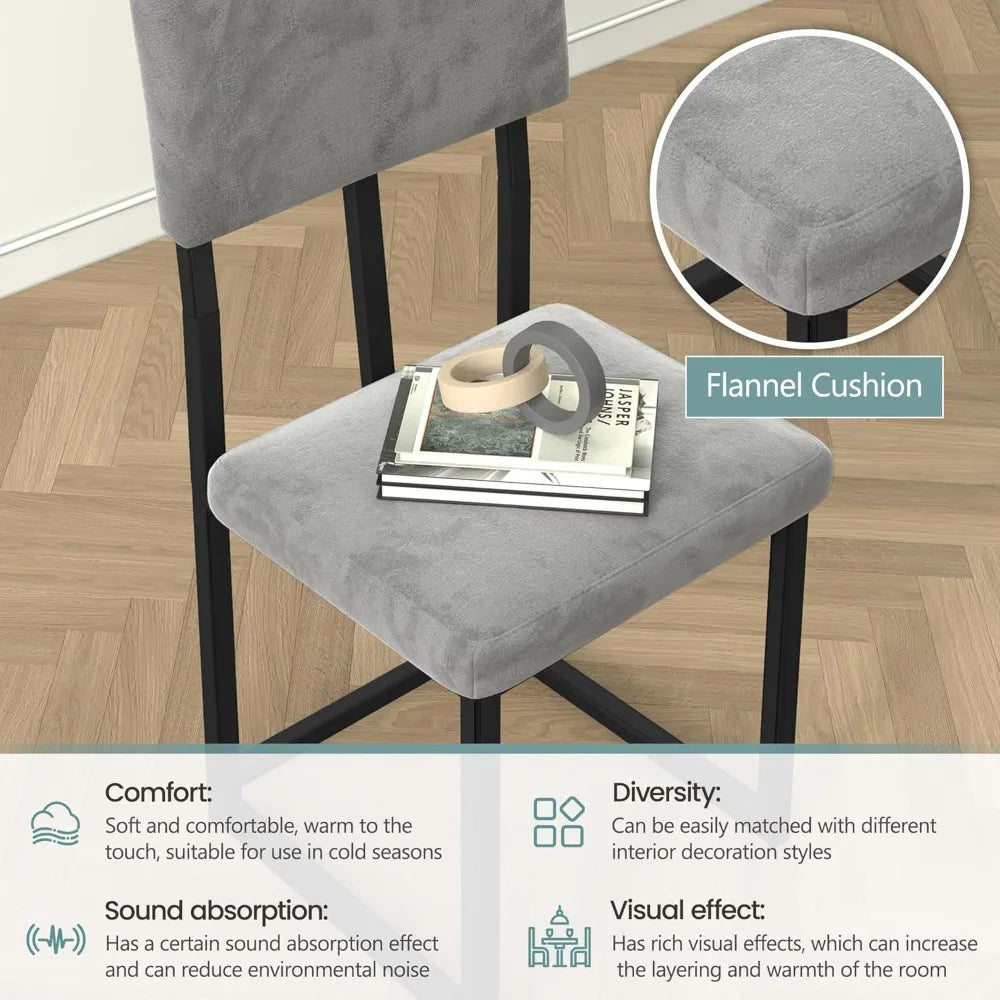 MKDK Faux Marble Dining Set For Four With Velvet Chairs