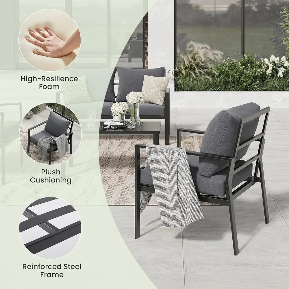 Angduo 4 Piece Patio Furniture Set With Coffee Table