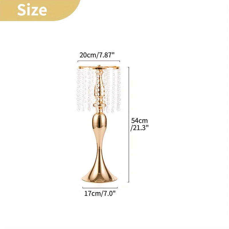Function Crystal Flower Stand Centerpiece Metal Vase