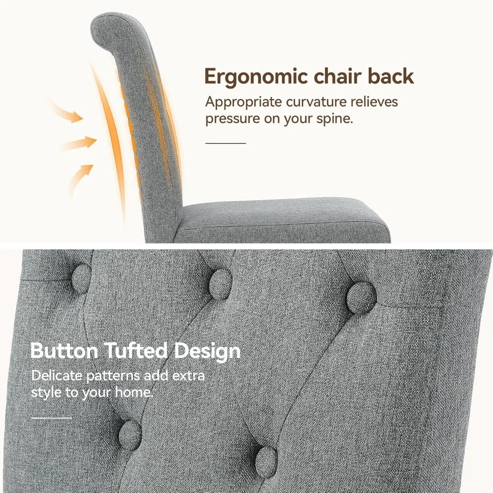 MKDK Parsons Button Tufted Dining Chairs With Solid Wood Legs