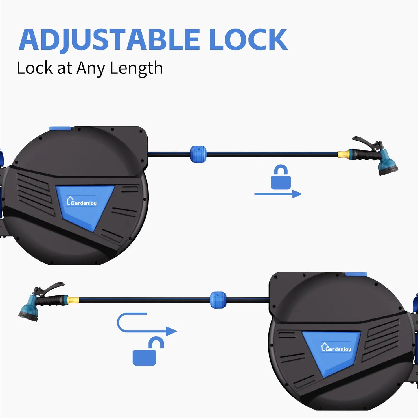 GardenJoy Retractable Hose Reel Wall Mount With Locking