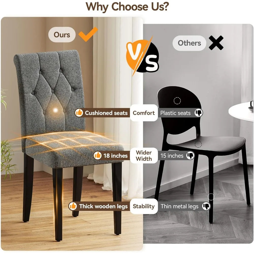 MKDK Parsons Button Tufted Dining Chairs With Solid Wood Legs