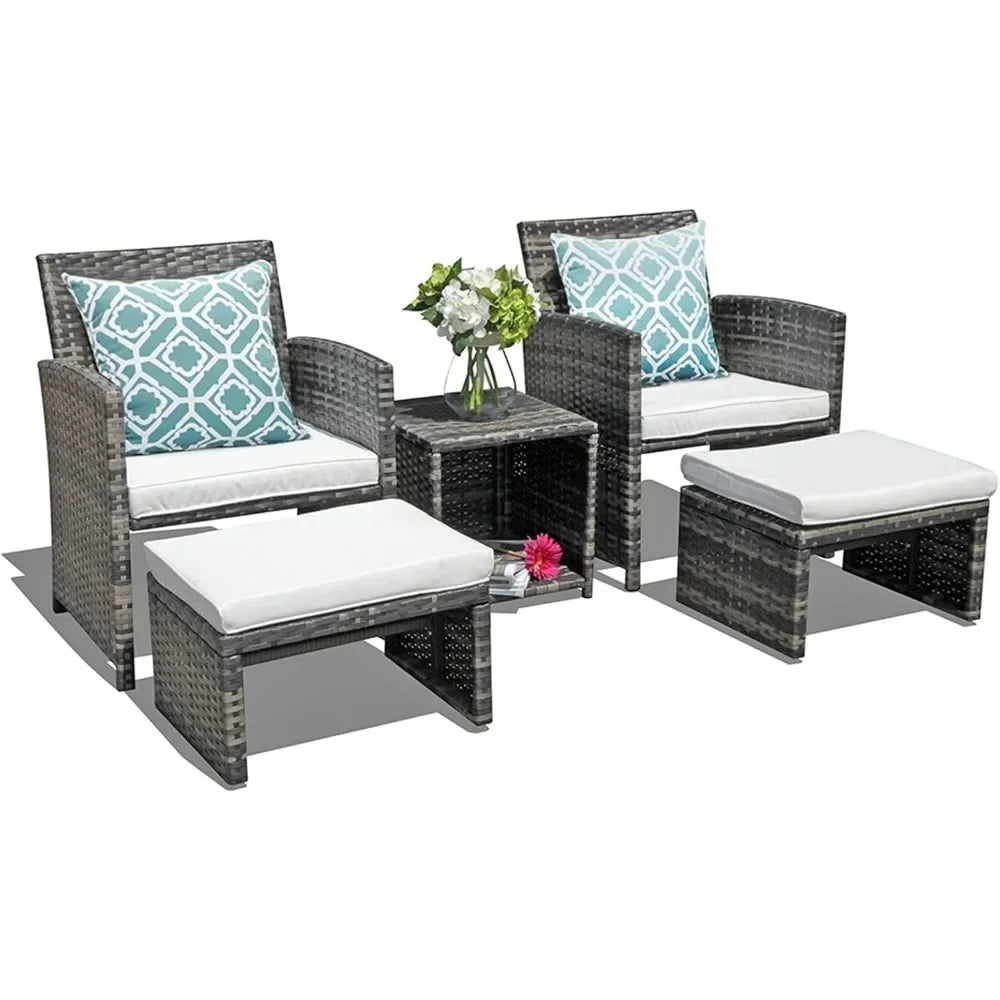 Guangbai 5 Piece Patio Furniture Set Wicker Outdoor