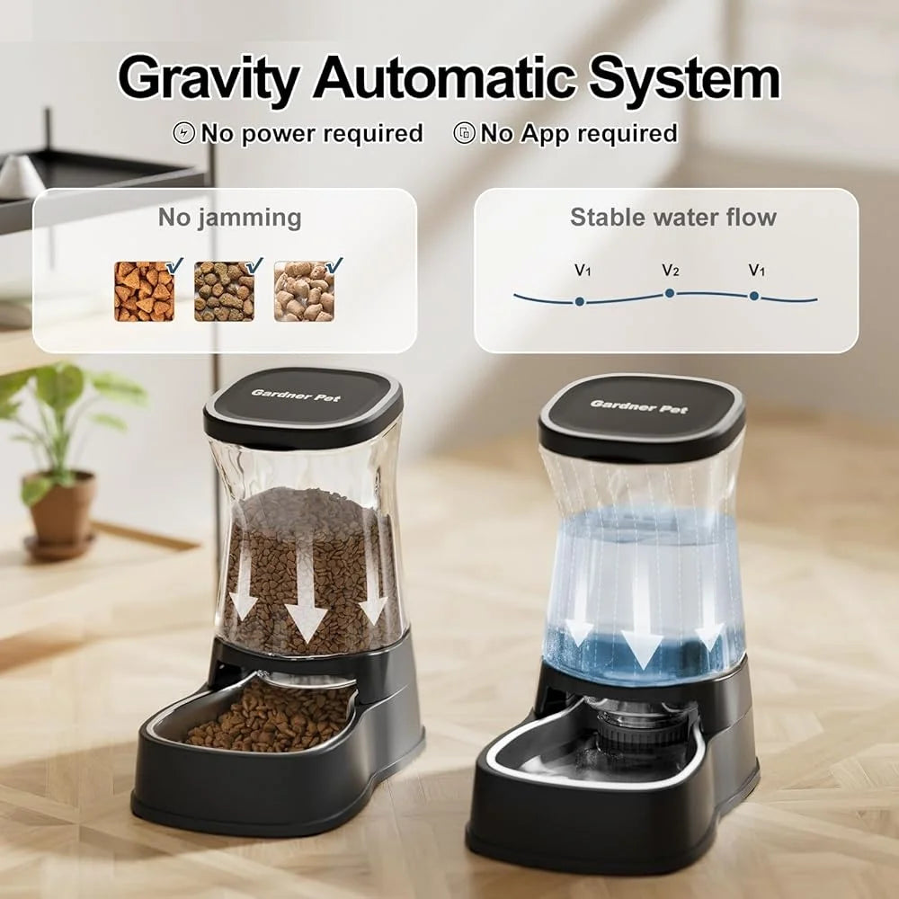 XMSJ Gravity Feeder Water Dispenser for Pets Stainless Bowl