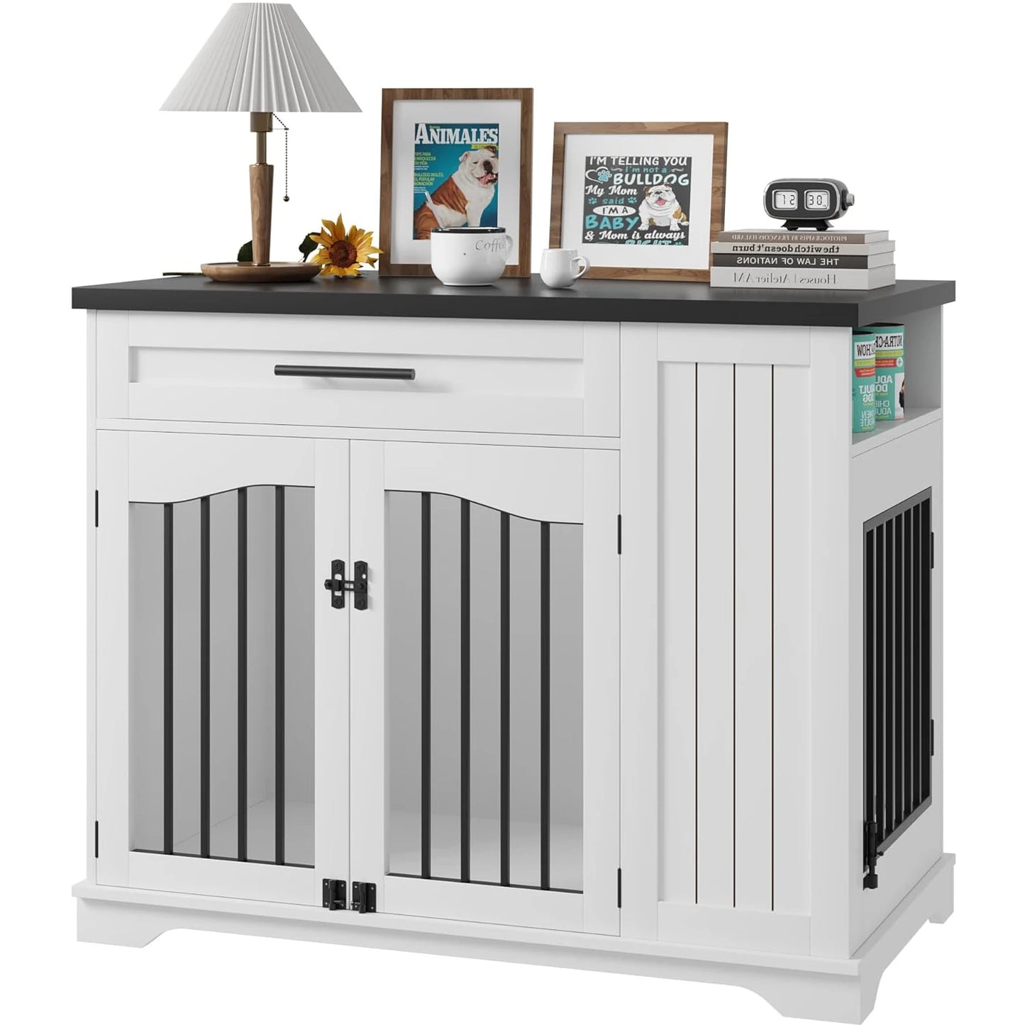HiMISS Furniture Style Wooden Dog Crate With Drawer Storage