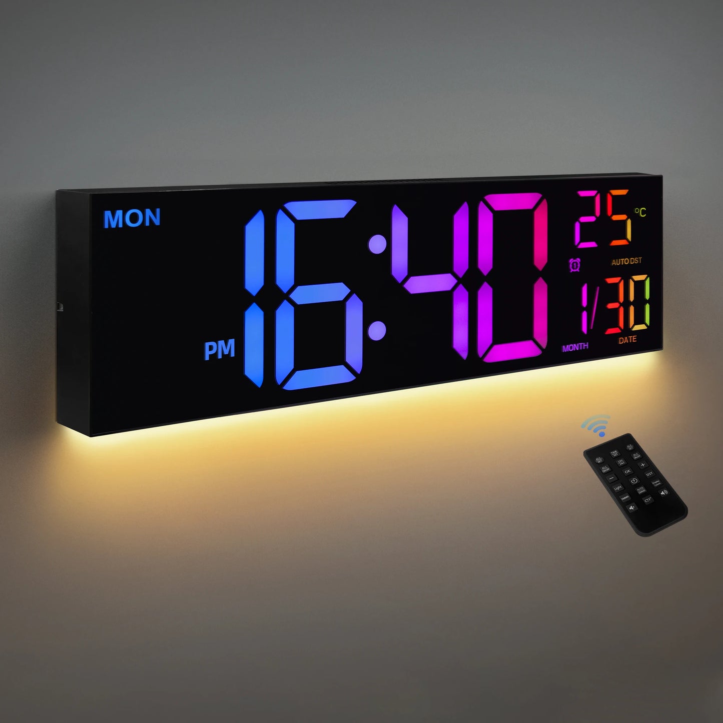 Hign Concerned Digital Wall Clock With Remote Temperature