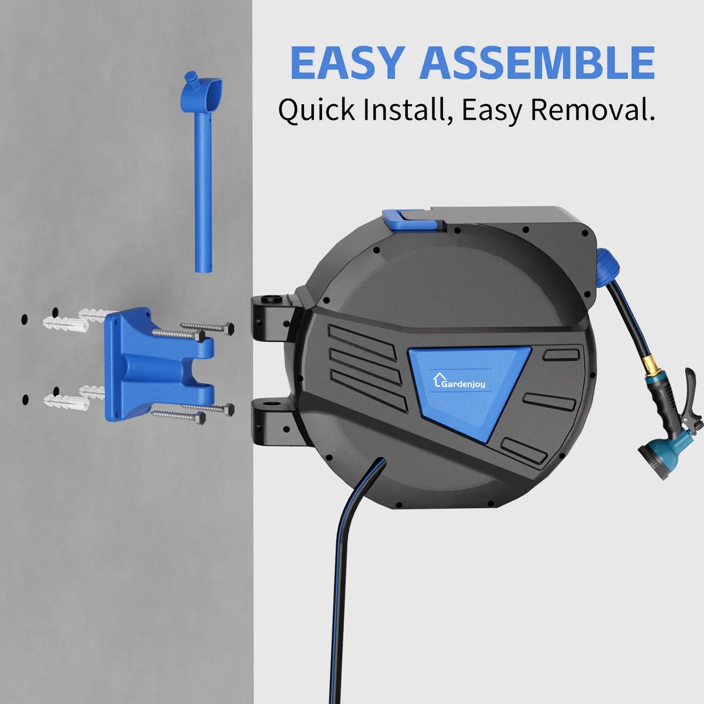 GardenJoy Retractable Hose Reel Wall Mount With Locking