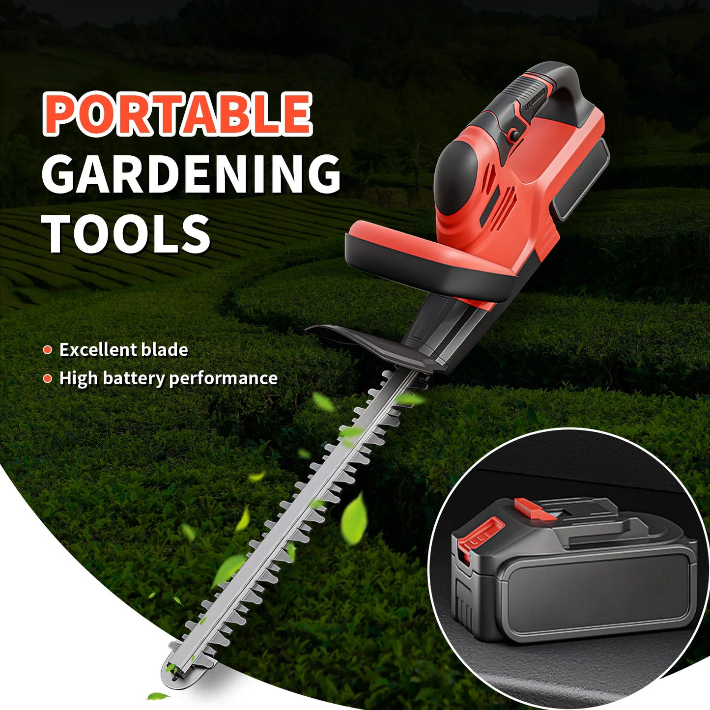 Cordless Hedge Trimmer With 3.0Ah Battery And Charger