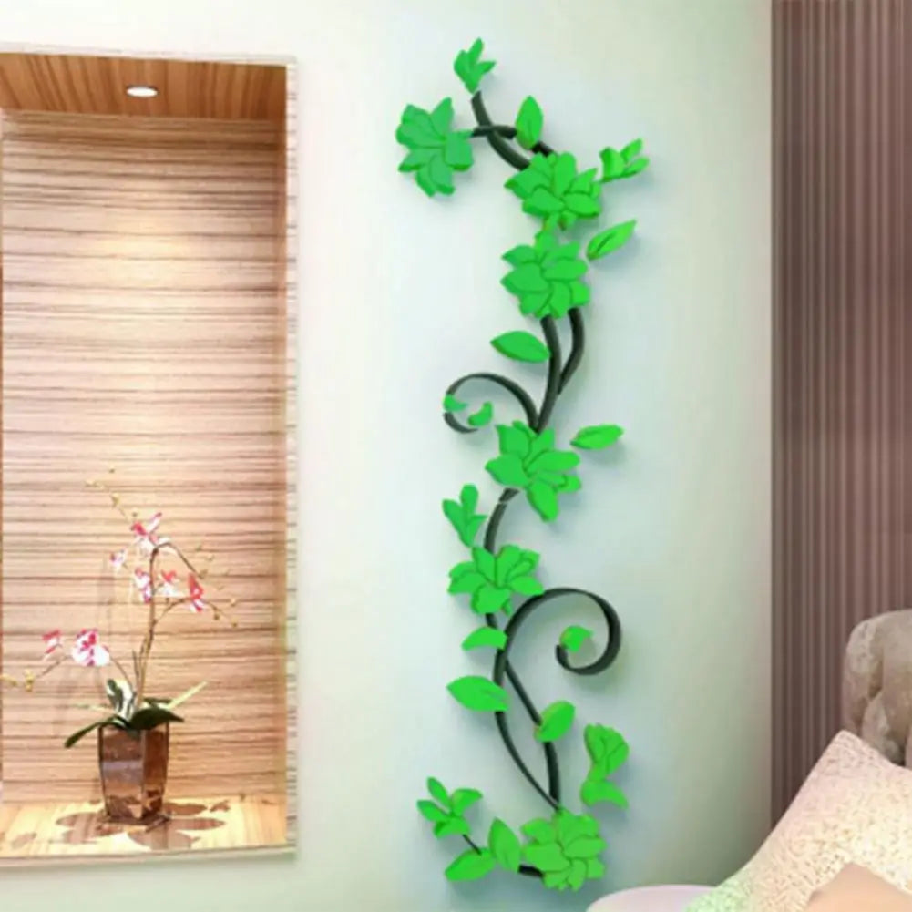 3D Wall Sticker Floral Tree Vase Mural For Bedroom Decor