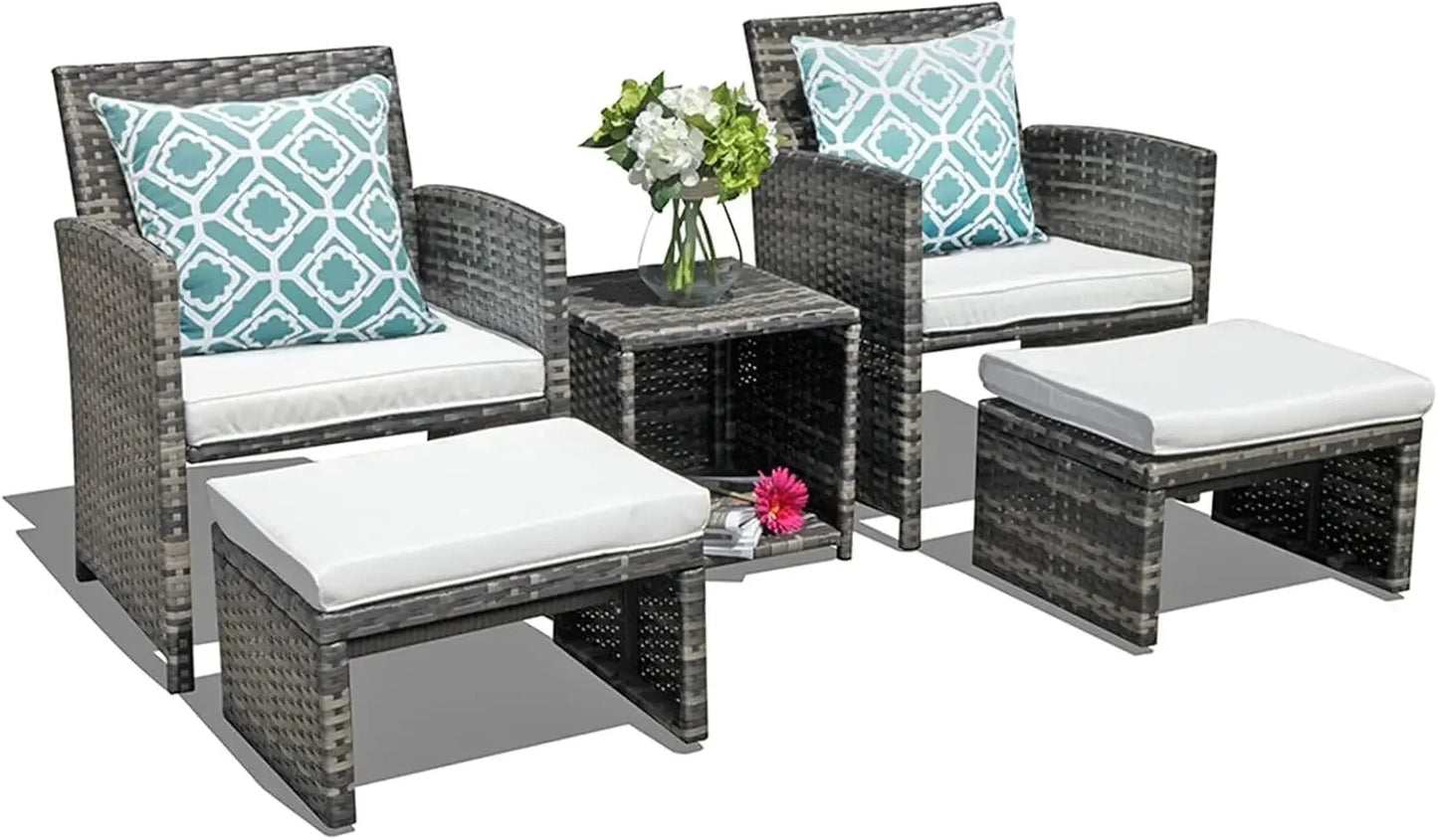 Guangbai 5 Piece Patio Furniture Set Wicker Outdoor
