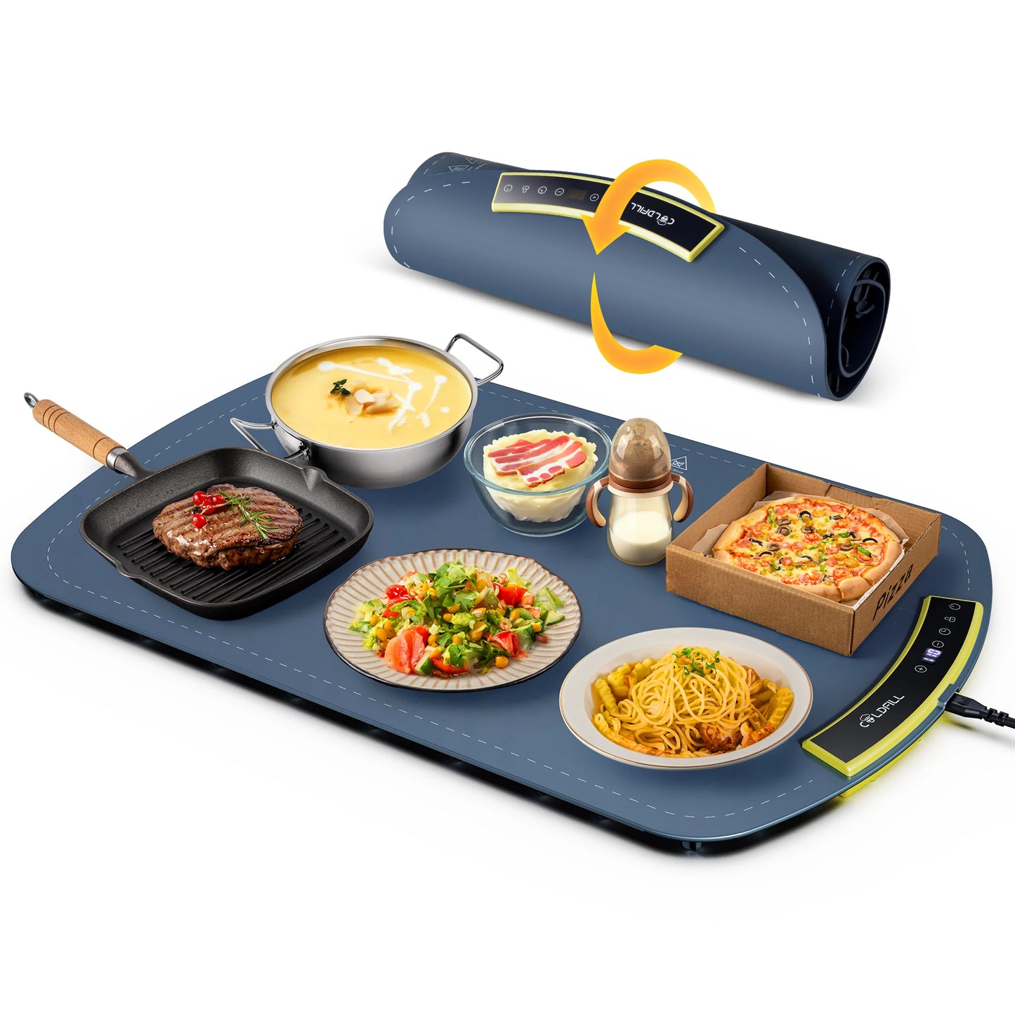 Electric Warming Tray With 8 Temperature Settings Portable Foldable