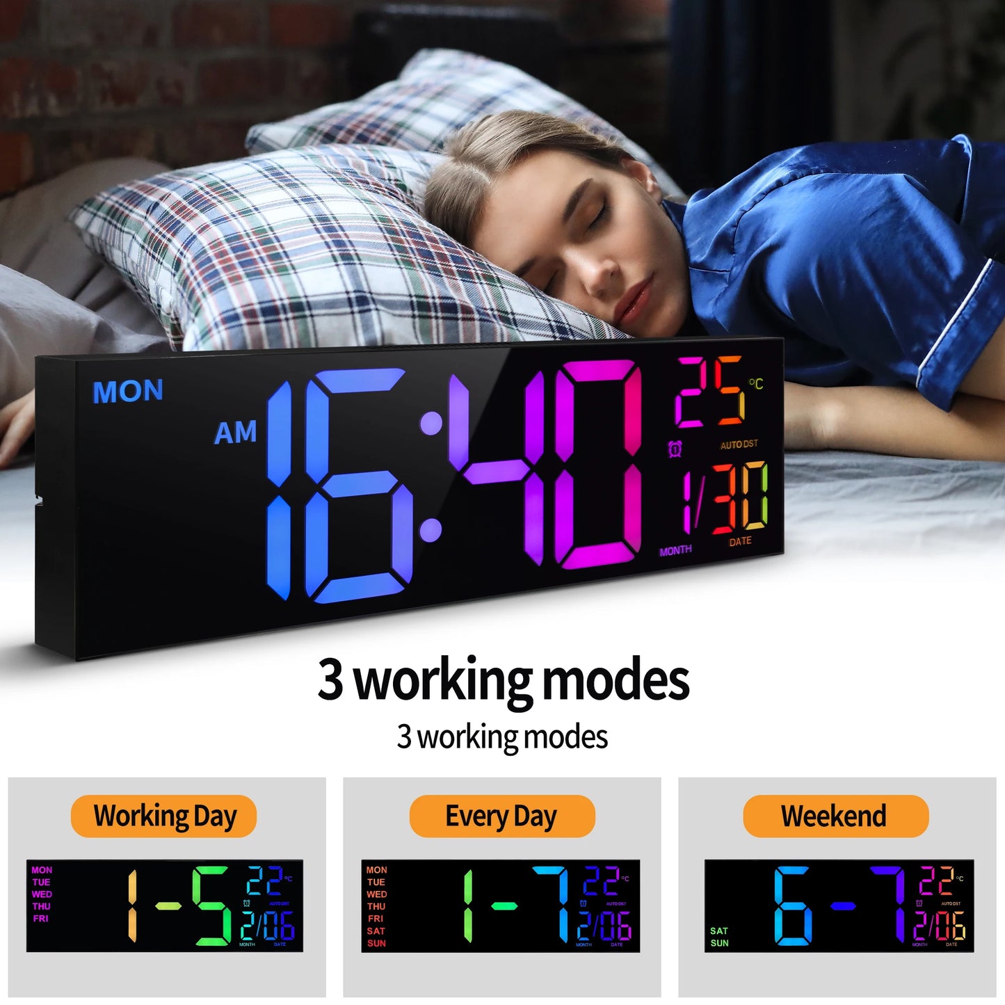 Hign Concerned Digital Wall Clock With Remote Temperature