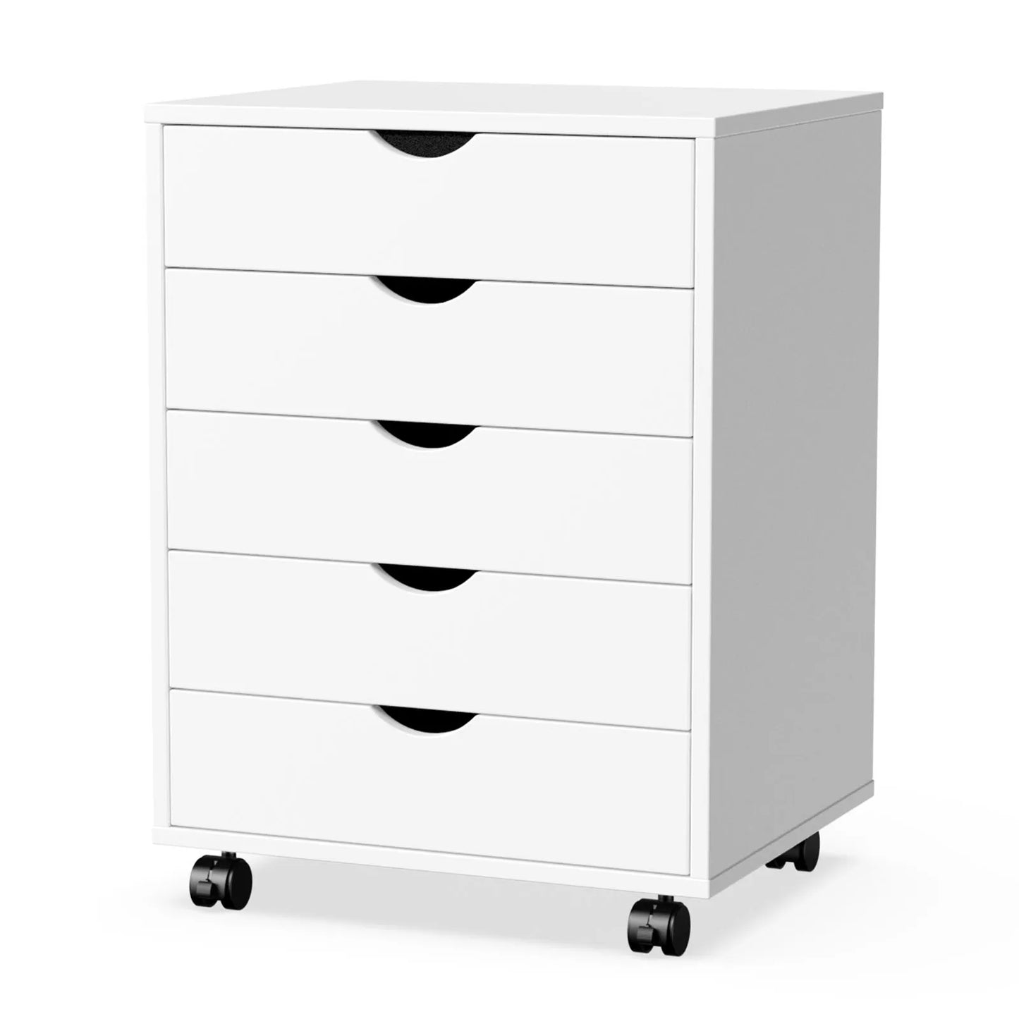 JHK 5 Drawer Nightstand Cabinet With Rollers Waterproof Surface