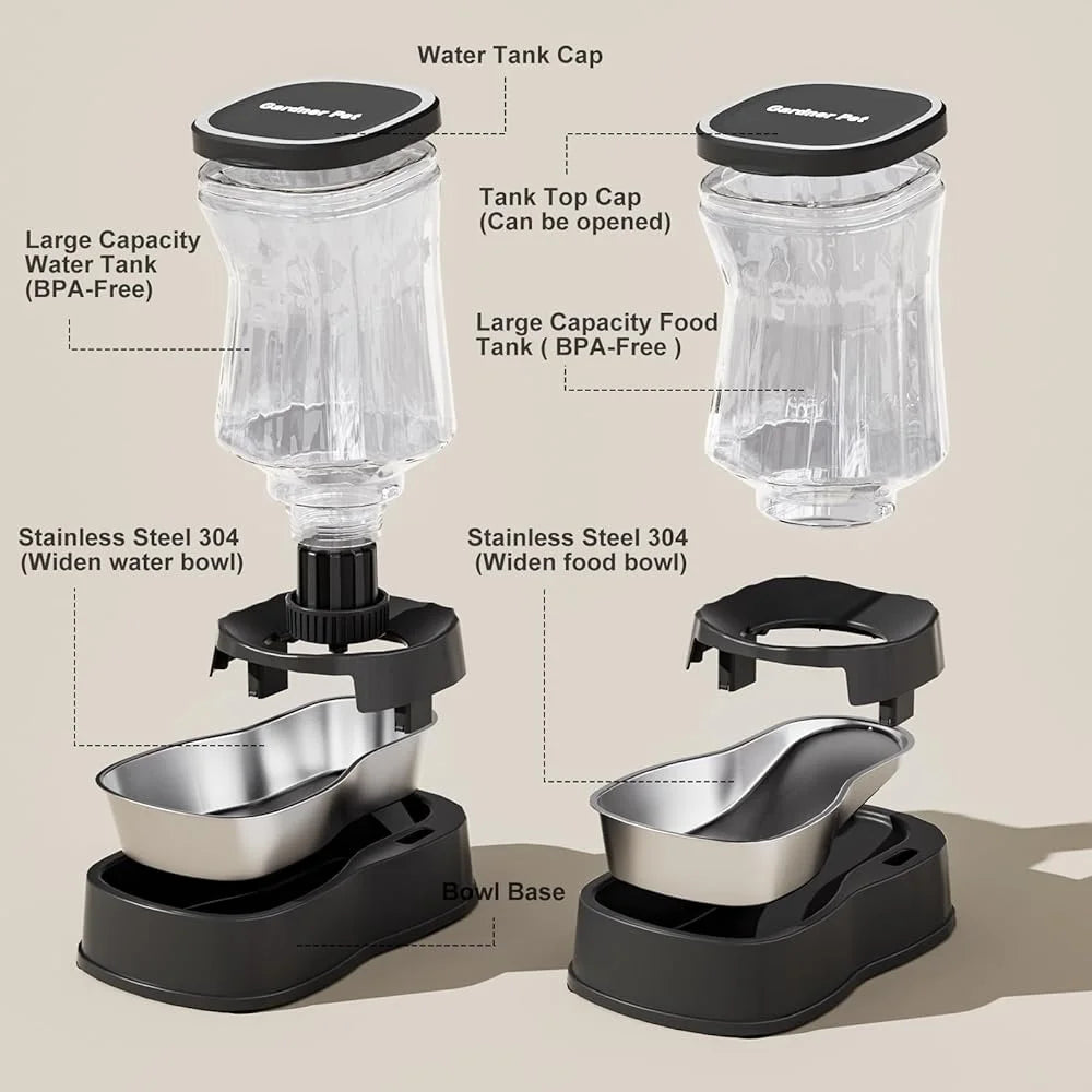 XMSJ Gravity Feeder Water Dispenser for Pets Stainless Bowl