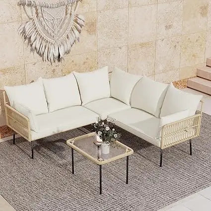 Hign-concerned Wicker 4 Piece Patio Set Outdoor Boho