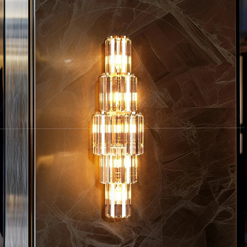 LUVODI Modern Crystal Wall Lamp 3 Layer Sconce With E14 LED