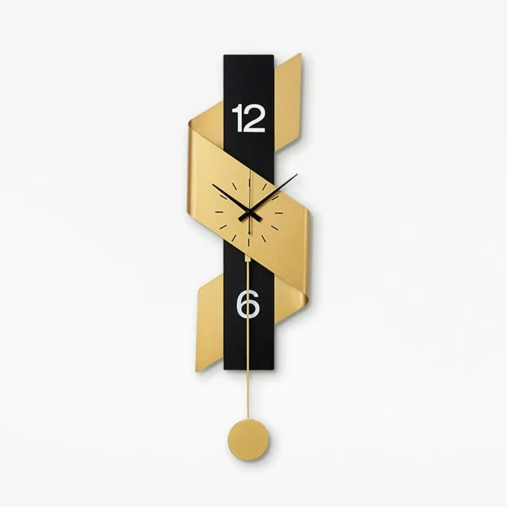Display Modern Wall Clock With Pendulum Iron Construction