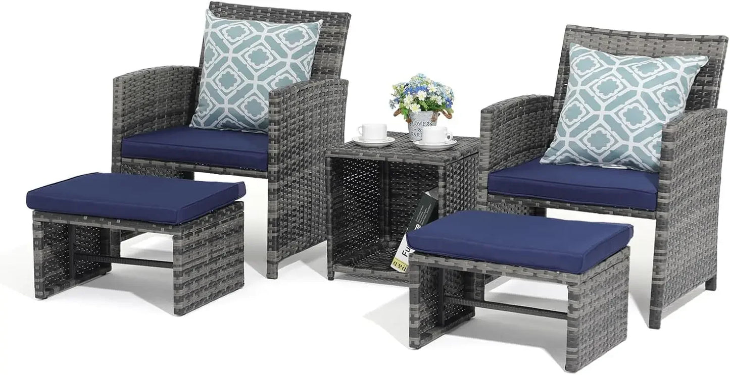 Guangbai 5 Piece Patio Furniture Set Wicker Outdoor