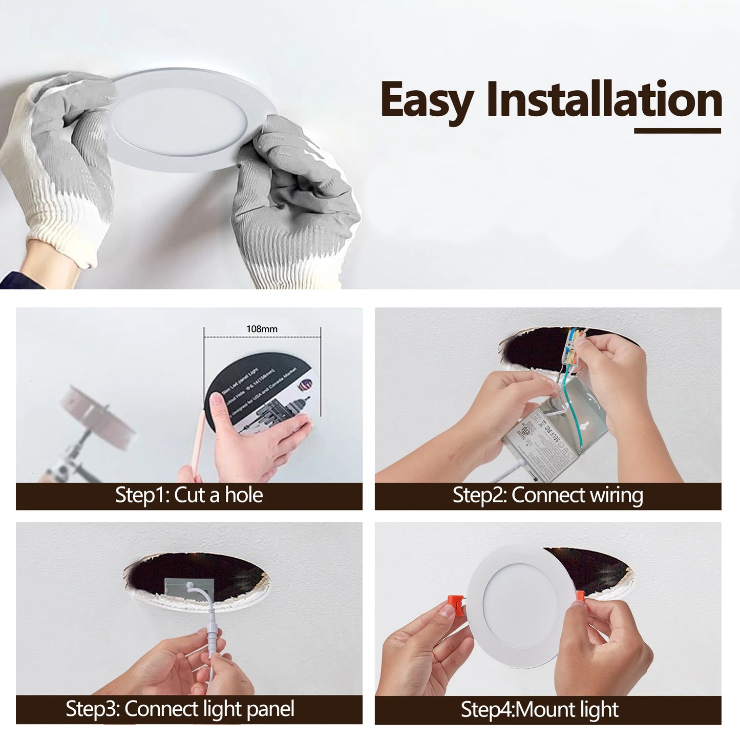 ARLGSITE LED Recessed Lights Junction Box Dimmable Adjustable Kelvin Range