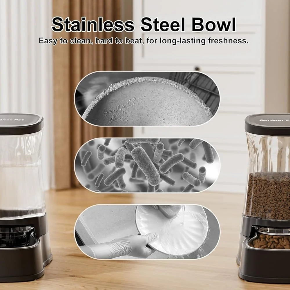 XMSJ Gravity Feeder Water Dispenser for Pets Stainless Bowl