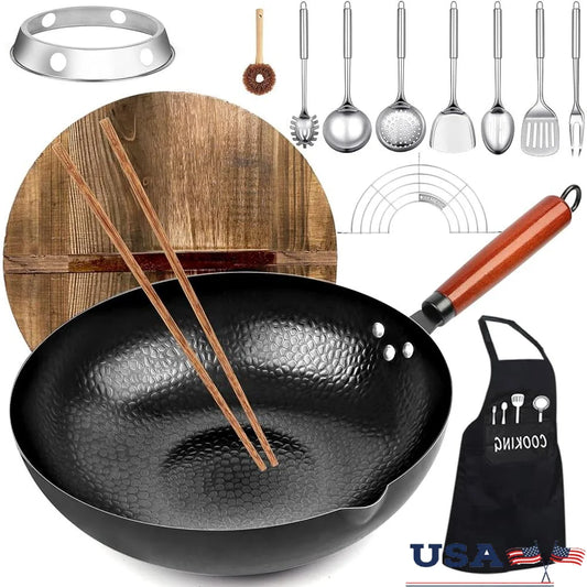 Dutrieux 14 Piece Wok Pan Set With Lid And Utensils