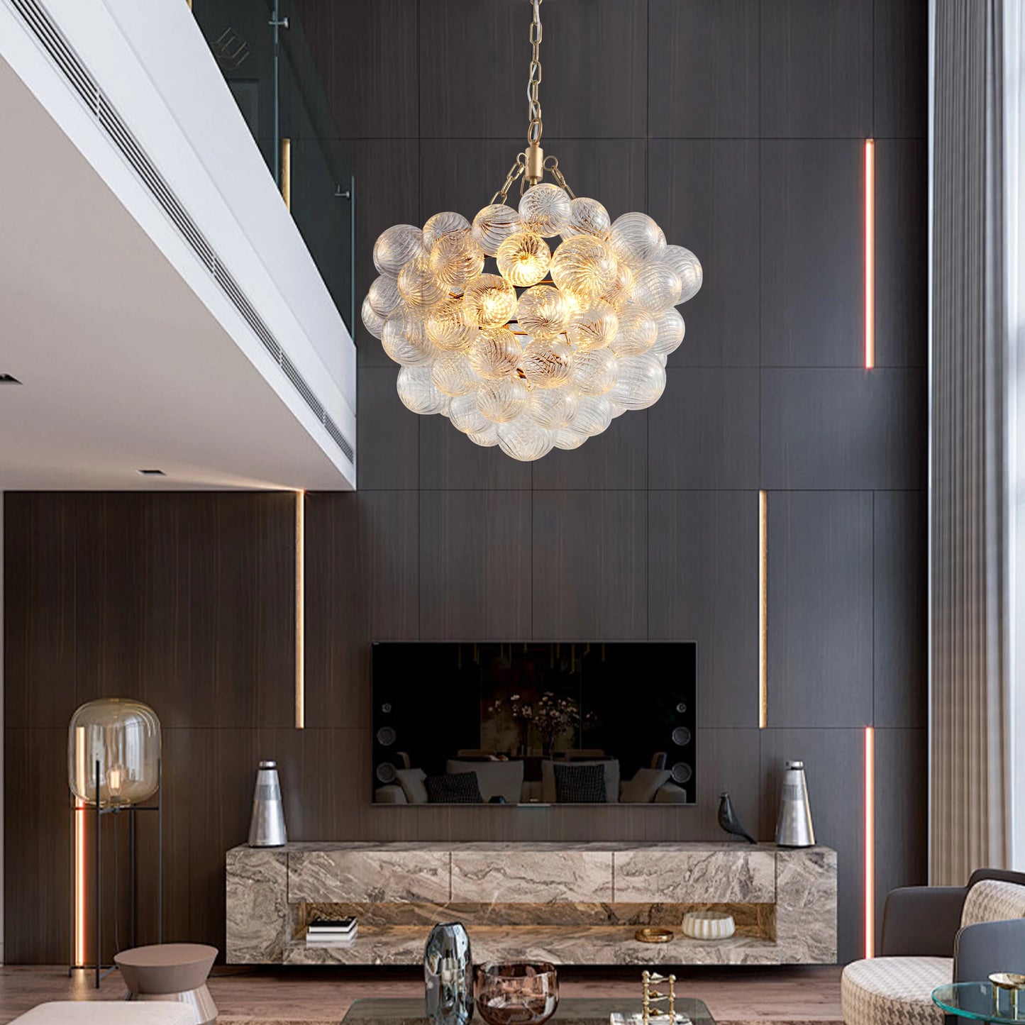 ARLGSITE Pendant Light Chandelier With Glass Globe